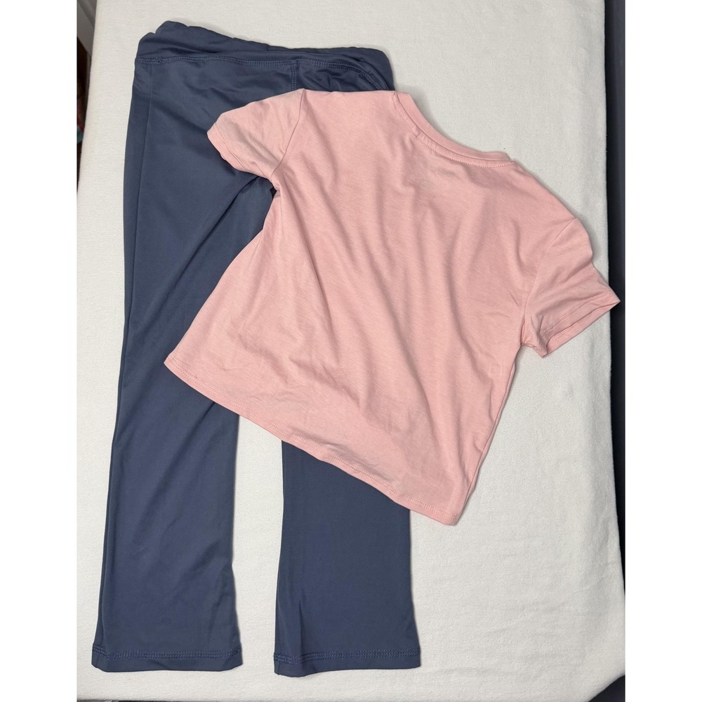 Reebok Active Outfit Set Girls 6 Pink Blue Tie Front‎ Tee Pants Elastic Waist - Picture 10 of 10